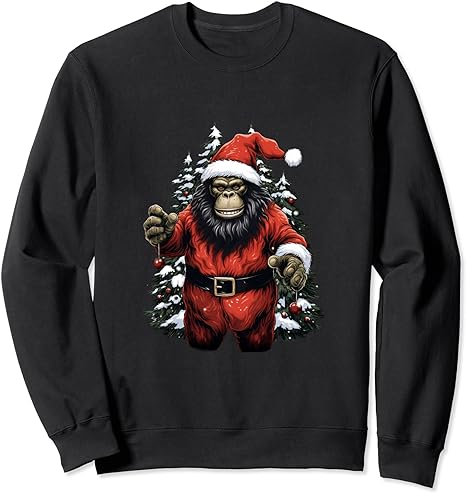 Bigfoot Santa Hat Christmas Tree Winter Snow X-Mas Sweatshirt