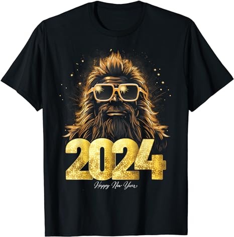 Bigfoot Sasquatch 2024 Happy New Year New Years Eve Party T-Shirt