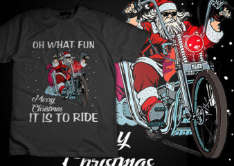 Biker Santa Motorcycle Fan Merry Christmas Xmas Holidays TShirt Design