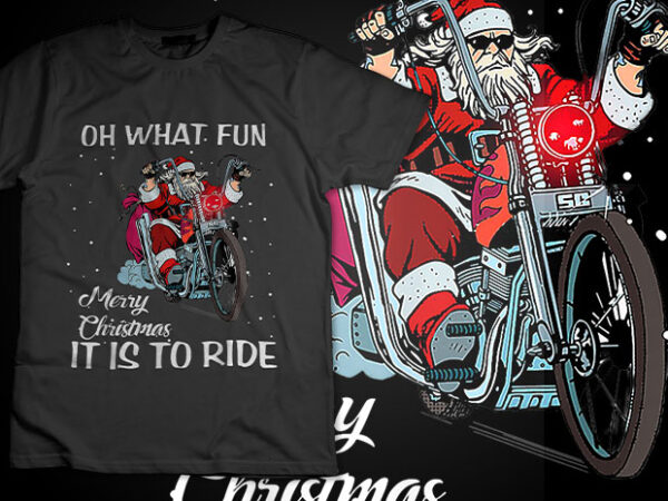 Biker santa motorcycle fan merry christmas xmas holidays tshirt design