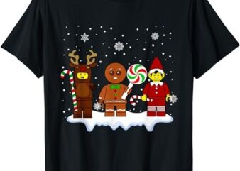 Block Brick Building Figure Christmas Master Builder Kids T-Shirt