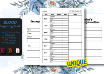 Blood Sugar Log Book- KDP Interior t shirt template