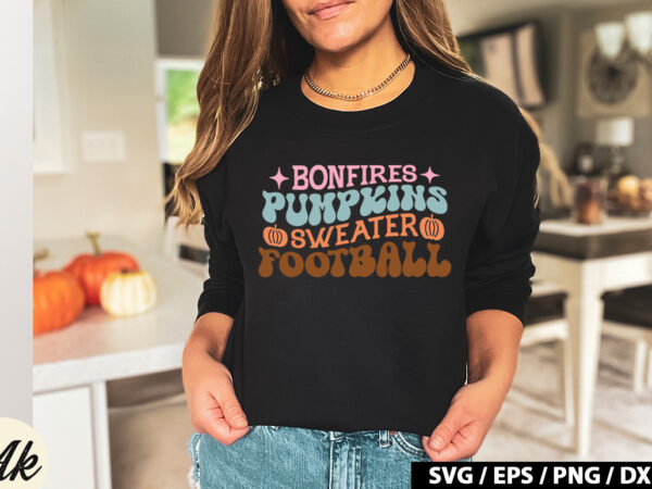 Bonfires pumpkins sweater football retro svg t shirt template