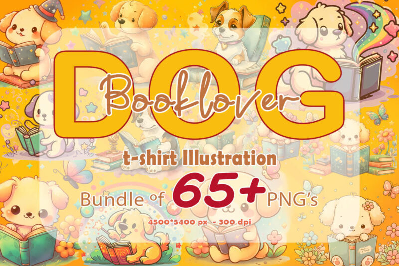 Bookworm Dog 65 Illustrations Bundle crafted exclusively for Print on Demand websites