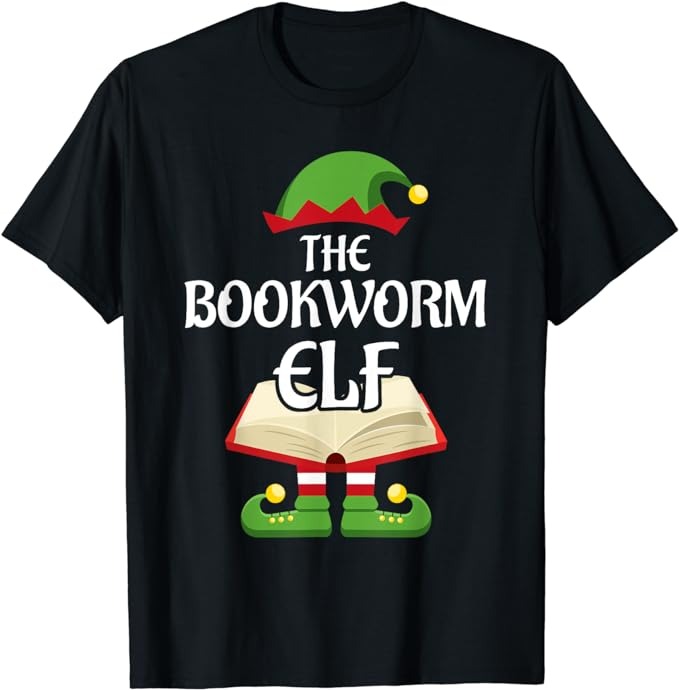 Bookworm Elf Family Matching Group Christmas Reading T-Shirt