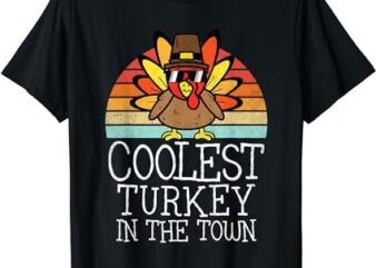 Boys Coolest Turkey In Town Toddler Thanksgiving Day T-Shirt