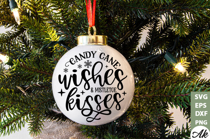 Candy cane wishes & mistletoe kisses Round Sign SVG
