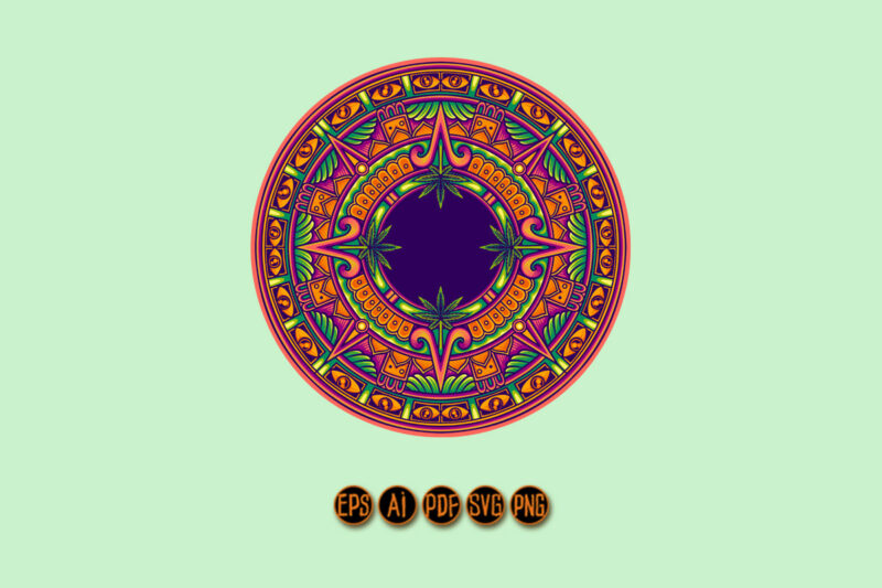 Cannabis leaf circular mandala style