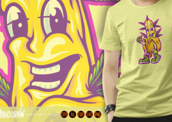 Cannabis strain fun banana fruit flavor t shirt vector file