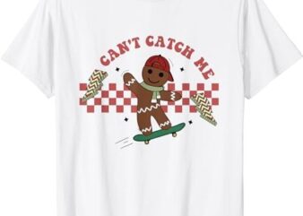 Can’t Catch Me Merry Christmas Boy Skateboarding Gingerbread T-Shirt PNG File