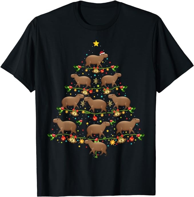 Capybara Christmas Tree Gift Funny Christmas Capybara T-Shirt - Buy t ...