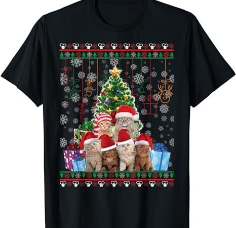 Cat christmas funny ugly women men merry gift t-shirt