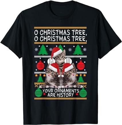 Cats christmas shirt funny ornaments pajama family gift tee t-shirt