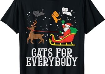 Cats For Everybody Christmas Cat Funny Xmas Women Santa T-Shirt