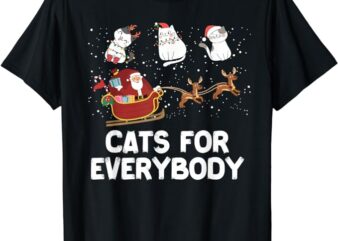 Cats For Everybody Festive Christmas Santa Xmas Funny Ugly T-Shirt