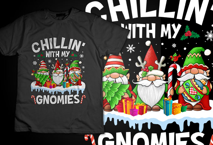 Chillin With My Gnomies Matching Family Christmas Pjs Gnome T-Shirt Design Christmas funny for women, men, children, youth and kids! Christm