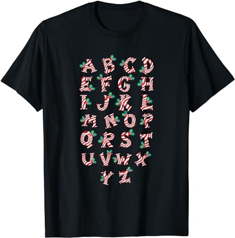 Christmas Alphabet Candy Cane X-Mas Holiday Teacher T-Shirt PNG File