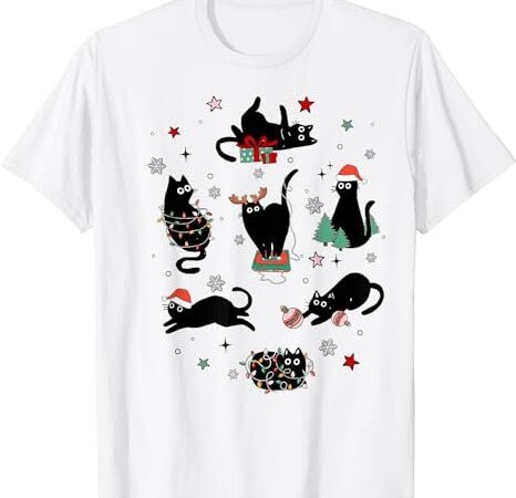 Christmas black cats t-shirt
