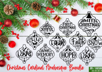 Christmas Cardinal Arabesque Bundle t shirt vector file