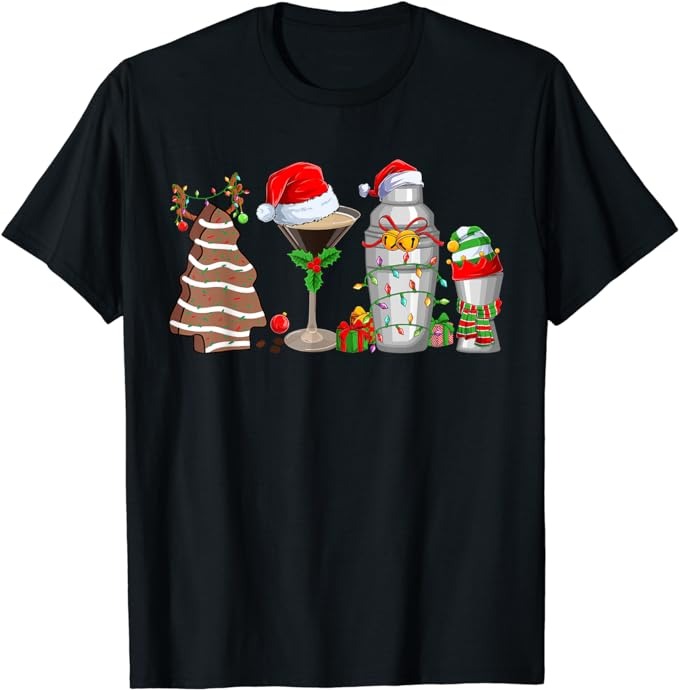 Christmas Cocktail Espresso Martini Drinking Party Bartender T-Shirt ...
