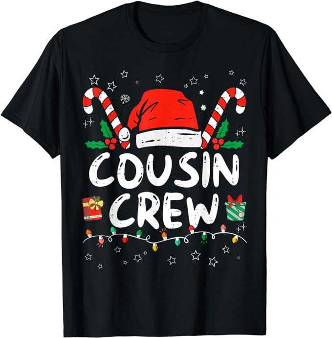 Christmas Cousin Crew Santa Hat Men Women Kids T-Shirt