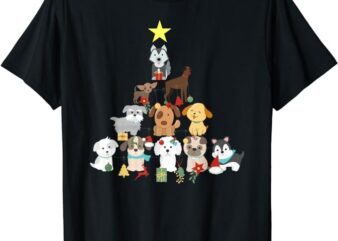 Christmas Dog Tree T-Shirt Cute Funny Puppy Dogs Xmas Tee T-Shirt