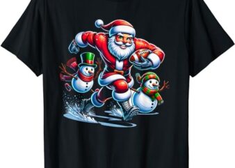 Christmas Football Santa Playing Football T-Shirt