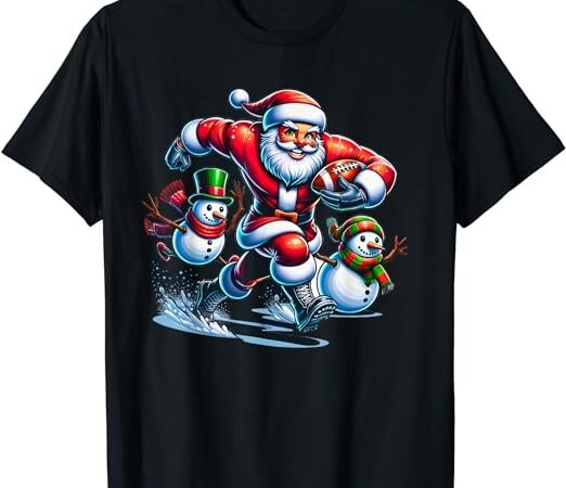 Christmas football santa playing football t-shirt