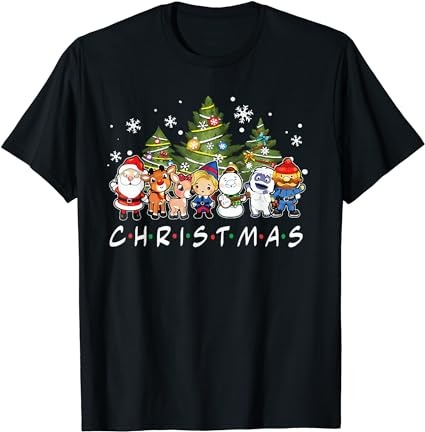 Christmas friends santa rudolph snowman family xmas kids t-shirt