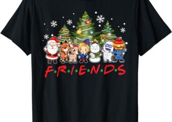Christmas Friends Santa Rudolph Snowman Family Xmas Pajamas T-Shirt