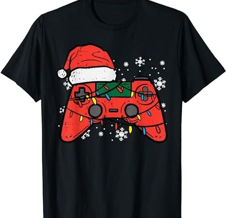 Christmas gamer controller xmas boys kids youth men teen t-shirt