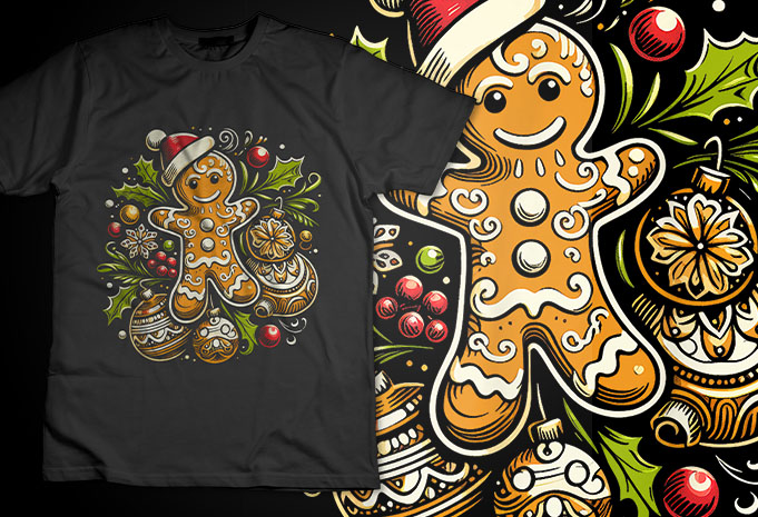 Christmas Gingerbread Merry Christmas Xmas Morning Holiday TShirt Design