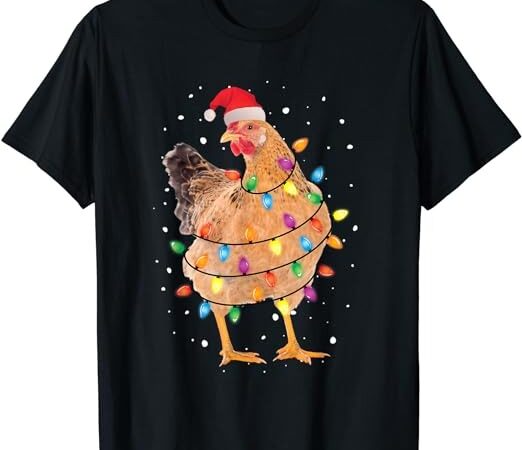 Christmas lights chicken shirt santa funny xmas tree chicken t-shirt