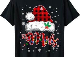 Christmas Mr and Mrs Claus Matching Pajamas Plaid Couples T-Shirt