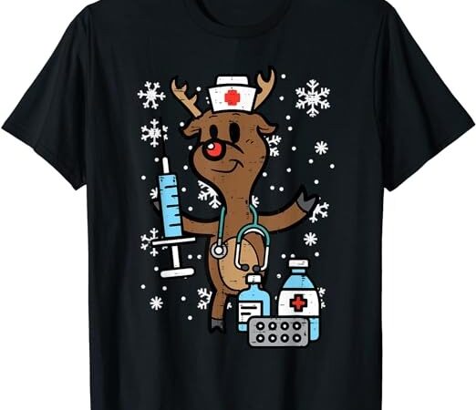 Christmas nurse reindeer funny xmas nursing scrub top women t-shirt