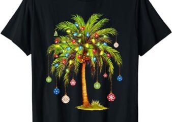 Christmas Palm Tree Light Hawaiian Tropical Xmas T-Shirt