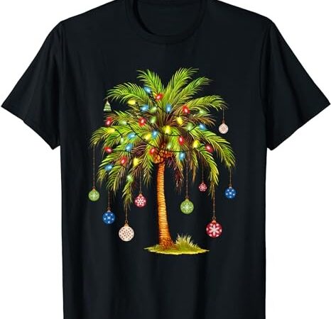 Christmas palm tree light hawaiian tropical xmas t-shirt Christmas palm tree light hawaiian tropical xmas t-shirt