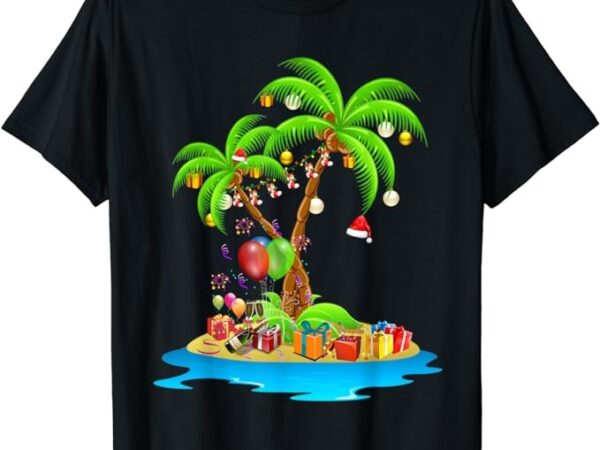 Christmas palm tree tropical xmas coconut matching family t-shirt
