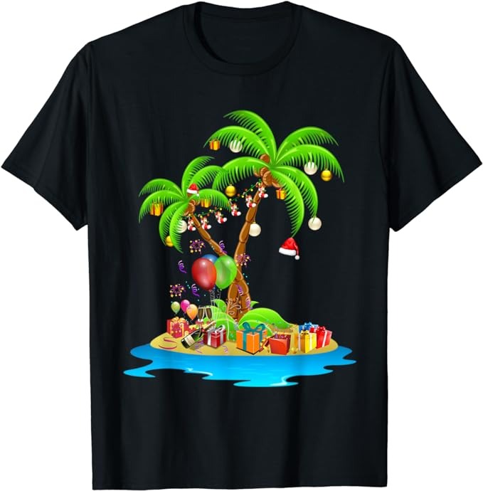 Christmas Palm Tree Tropical Xmas Coconut Matching Family T-Shirt