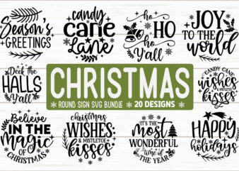 Christmas Round Sign SVG Bundle t shirt vector file