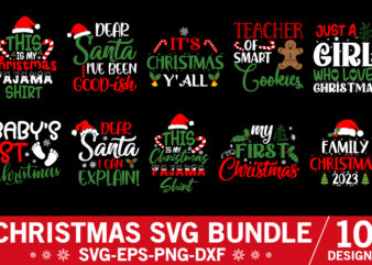 10 christmas design bundle svg, png, dxf, eps, bundle christmas svg, holiday svg, christmas decor svg, christmas design svg, santa svg Cut