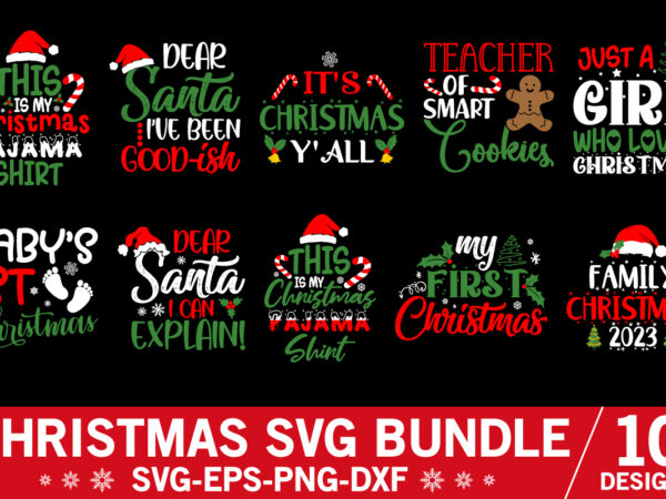 10 christmas design bundle svg, png, dxf, eps, bundle christmas svg, holiday svg, christmas decor svg, christmas design svg, santa svg cut