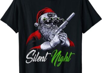 Christmas Santa Claus Guns Silent Night Santa Tee T-Shirt