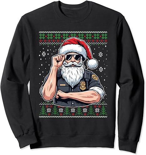 Christmas Santa Claus Police Officer Ugly Christmas Sweater Sweatshirt