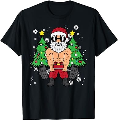 Christmas santa deadlift xmas weightlift gym men women t-shirt