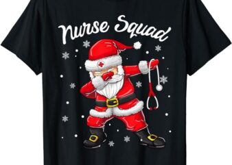 Christmas Scrub Tops Women Dabbing Santa Scrubs Nurse Squad T-Shirt