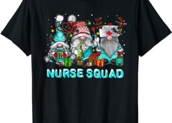 Christmas Scrub Tops Women Gnomes Scrubs Nurse Squad T-Shirt