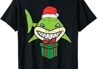 Christmas Shark Santa Cute Xmas Men Women Boys Kids Toddler T-Shirt