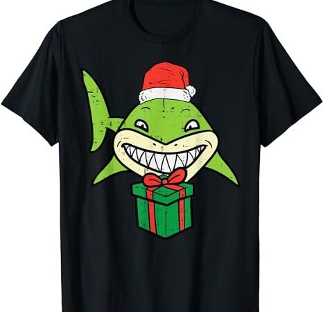 Christmas shark santa cute xmas men women boys kids toddler t-shirt