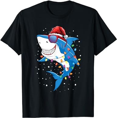 Christmas shark shirt xmas funny santa shark t-shirt